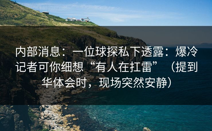 内部消息：一位球探私下透露：爆冷记者可你细想“有人在扛雷”（提到华体会时，现场突然安静）